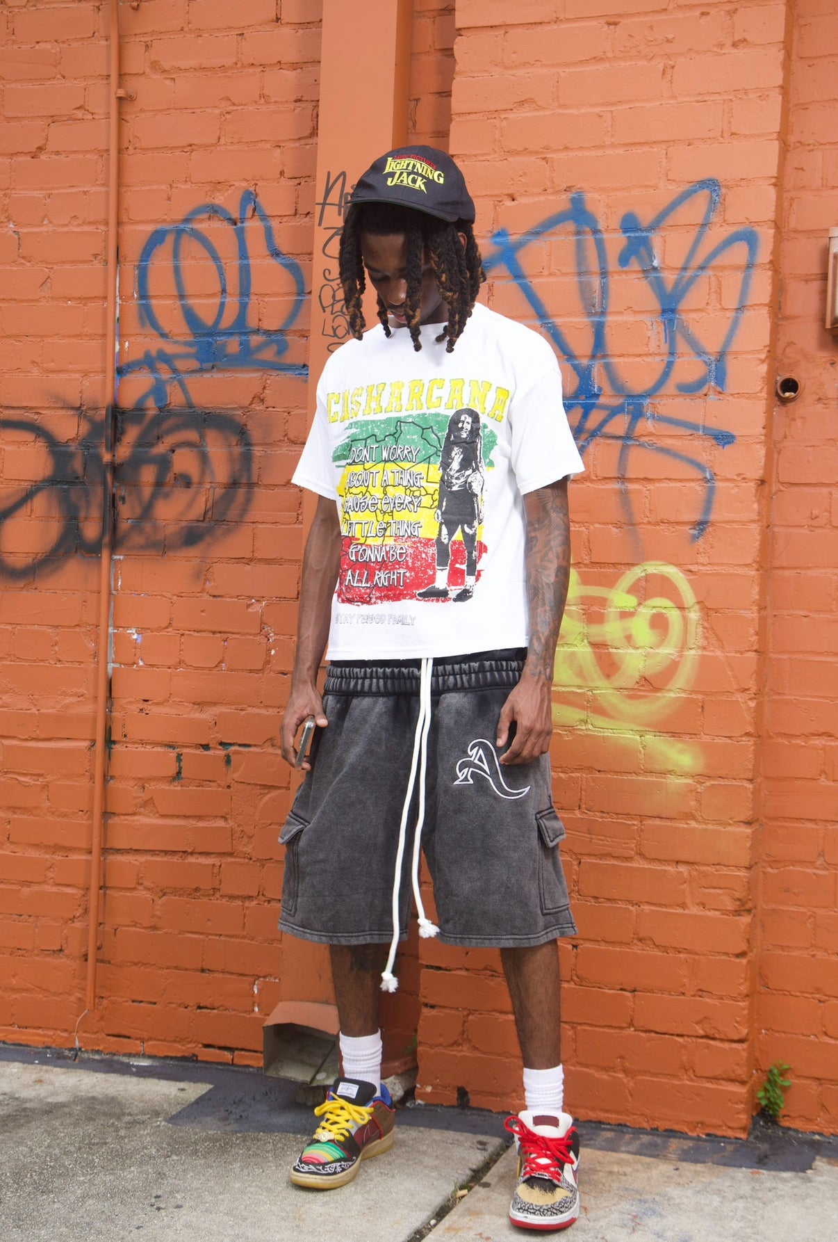 Double Waist “Black Granite” Cargo Shorts