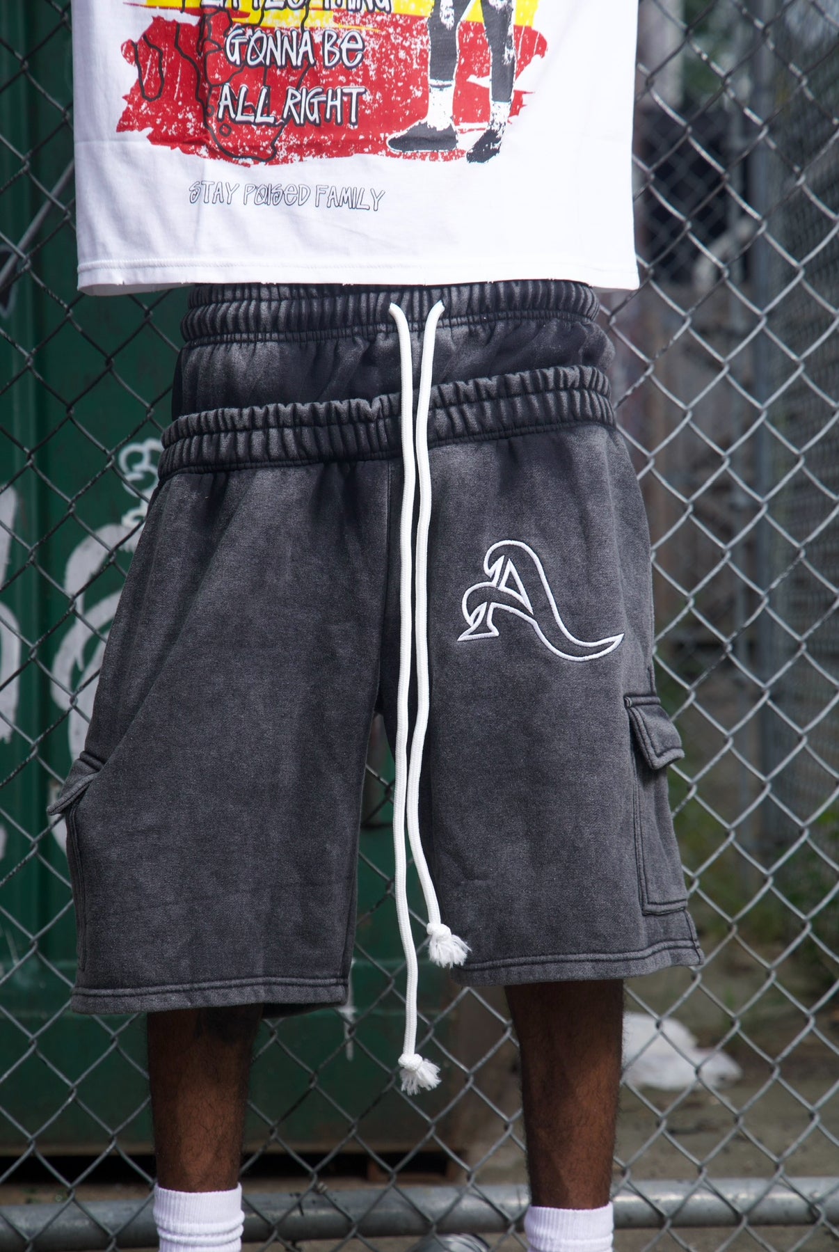 Double Waist “Black Granite” Cargo Shorts
